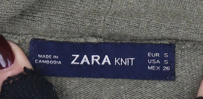 Womens UK Size S Zara Green Cardigan Jumper