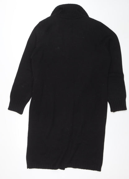 Betty Jackson Studio Womens Black Wool Blend Collared Cardigan L