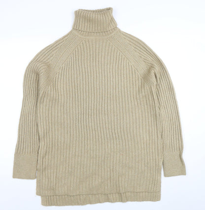 Marks and Spencer Women’s Beige Wool Roll Neck Tunic Jumper Size M