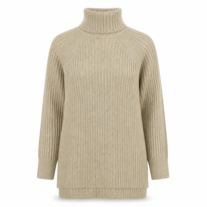 Marks and Spencer Women’s Beige Wool Roll Neck Tunic Jumper Size M