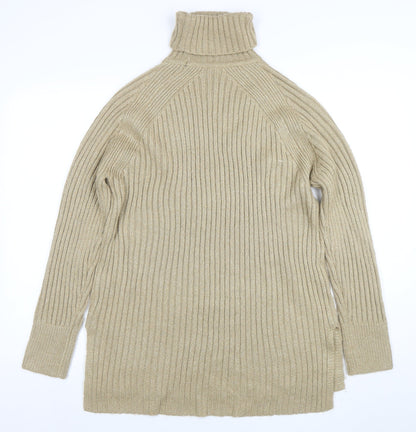 Marks and Spencer Women’s Beige Wool Roll Neck Tunic Jumper Size M
