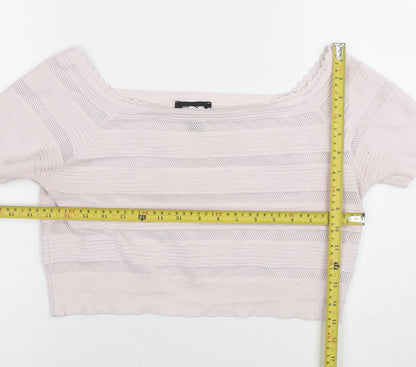 Womens UK Size 18 New Look Pink Cropped T-Shirt