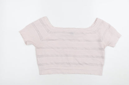 Womens UK Size 18 New Look Pink Cropped T-Shirt