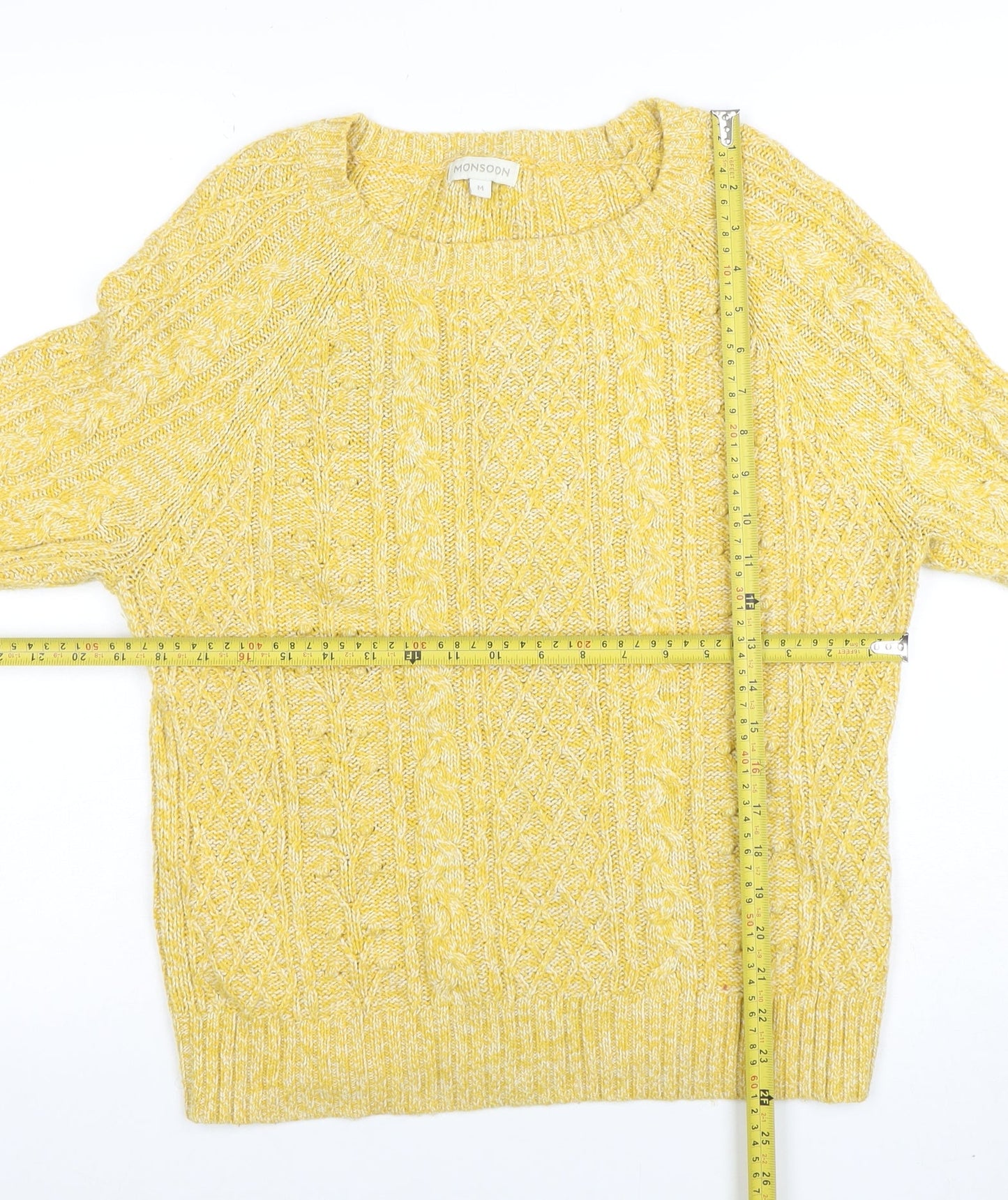 Womens UK Size M Monsoon Yellow Pullover Jumper