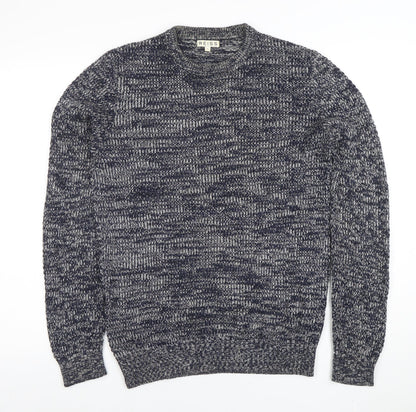 Reiss Men's Blue Chunky Knit Crew Neck Jumper Size S