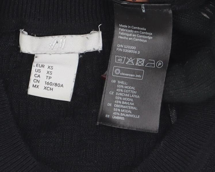 Womens UK Size XS H&M Black Basic T-Shirt