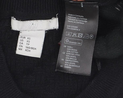 Womens UK Size XS H&M Black Basic T-Shirt