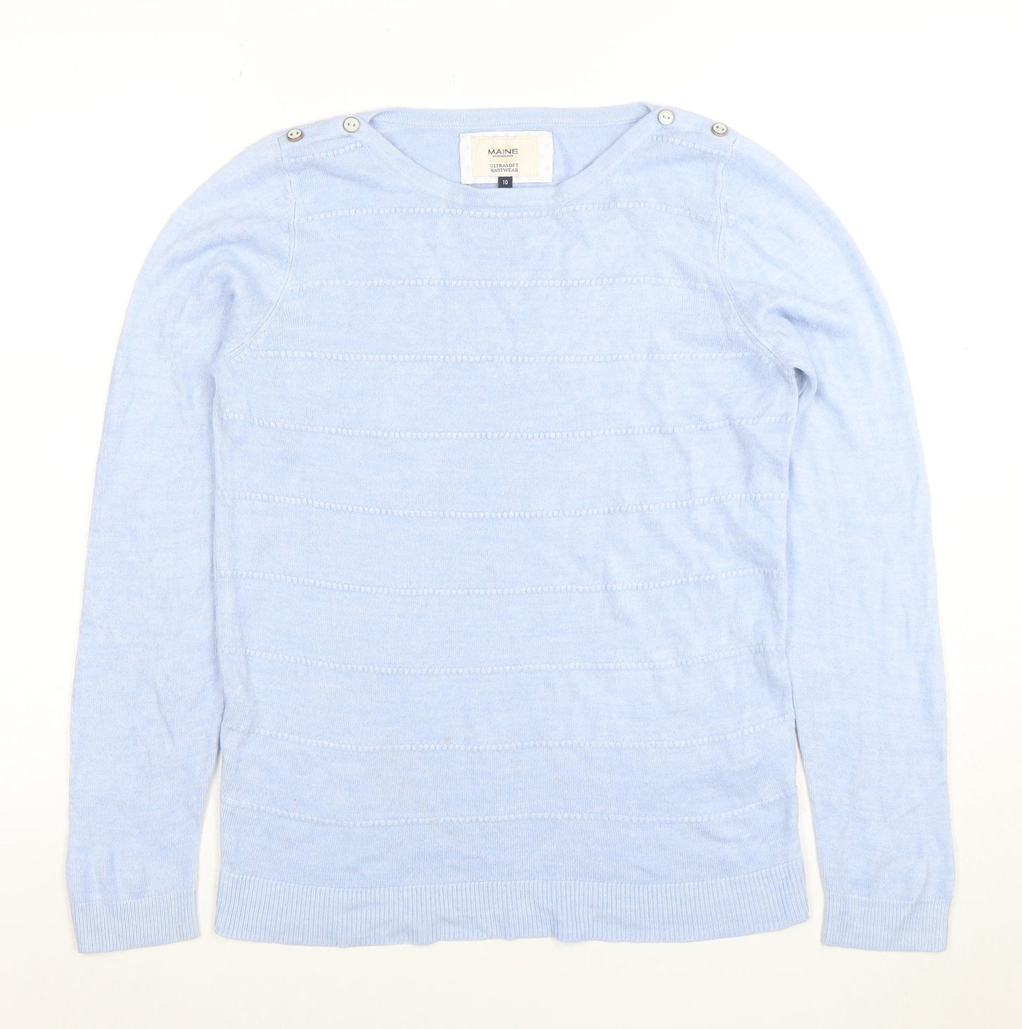 Womens UK Size 10 Maine New England Blue Pullover Jumper