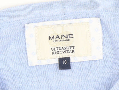 Womens UK Size 10 Maine New England Blue Pullover Jumper