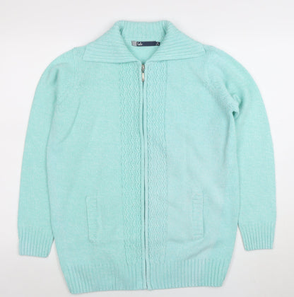 Womens UK Size M Isle Green Full Zip Jumper