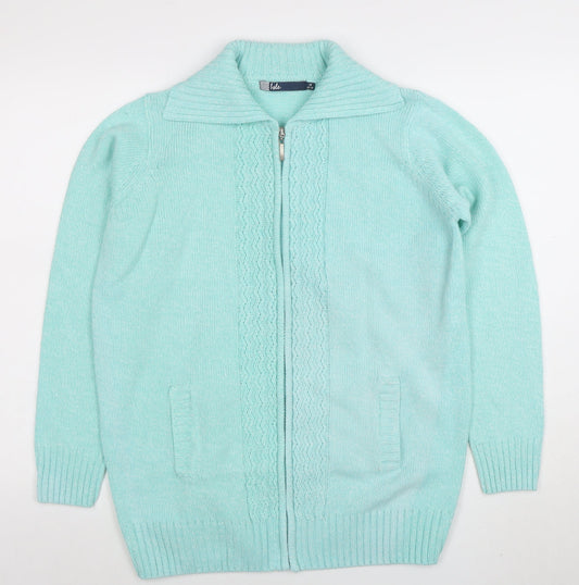 Womens UK Size M Isle Green Full Zip Jumper