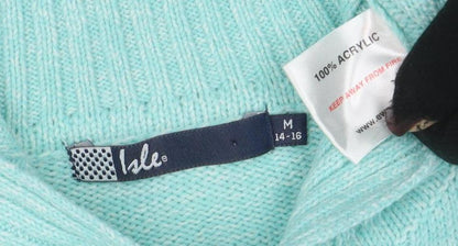 Womens UK Size M Isle Green Full Zip Jumper