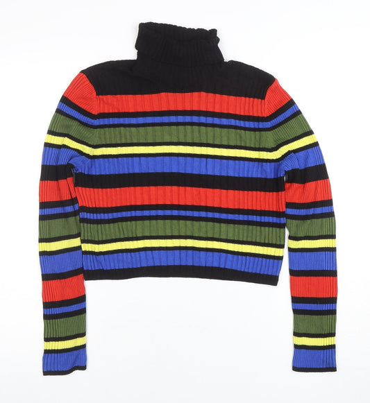 Cooperative Womens Multicoloured Striped Roll Neck Ribbed Jumper Size M