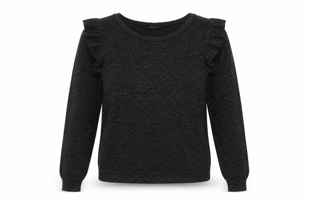 Next Women’s Black Metallic Ruffle Long Sleeve Jumper Size 12