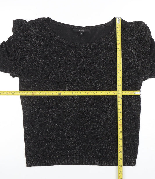 Next Women’s Black Metallic Ruffle Long Sleeve Jumper Size 12