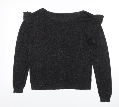 Next Women’s Black Metallic Ruffle Long Sleeve Jumper Size 12