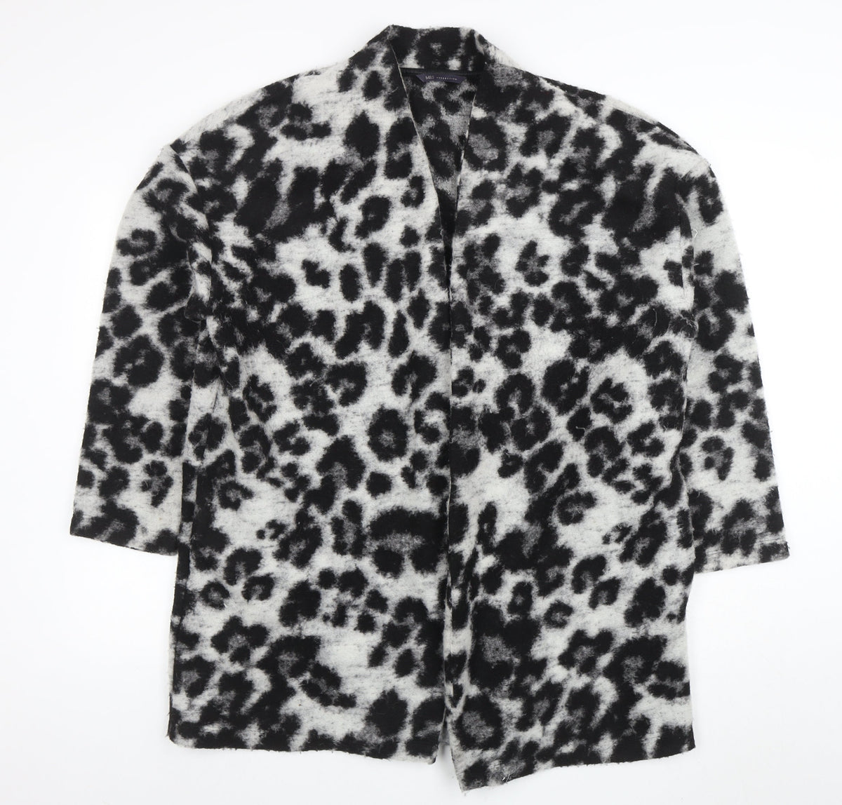 Marks and Spencer Womens Grey Leopard Print Open Cardigan Size 18