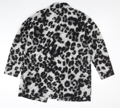 Marks and Spencer Womens Grey Leopard Print Open Cardigan Size 18