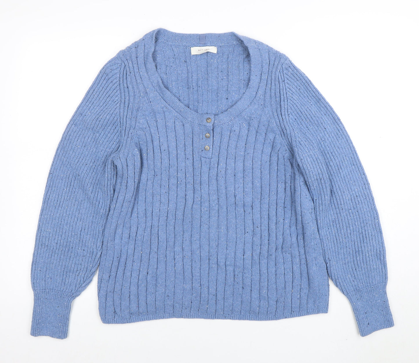 Womens UK Size L Per Una Blue Henley Jumper