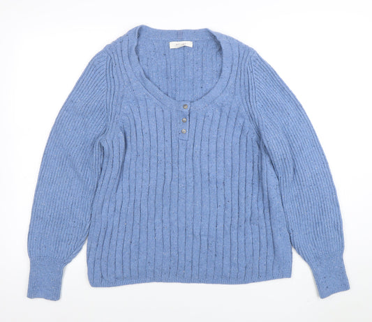 Womens UK Size L Per Una Blue Henley Jumper