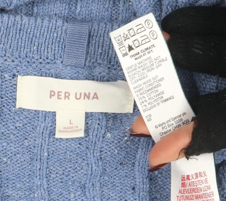 Womens UK Size L Per Una Blue Henley Jumper