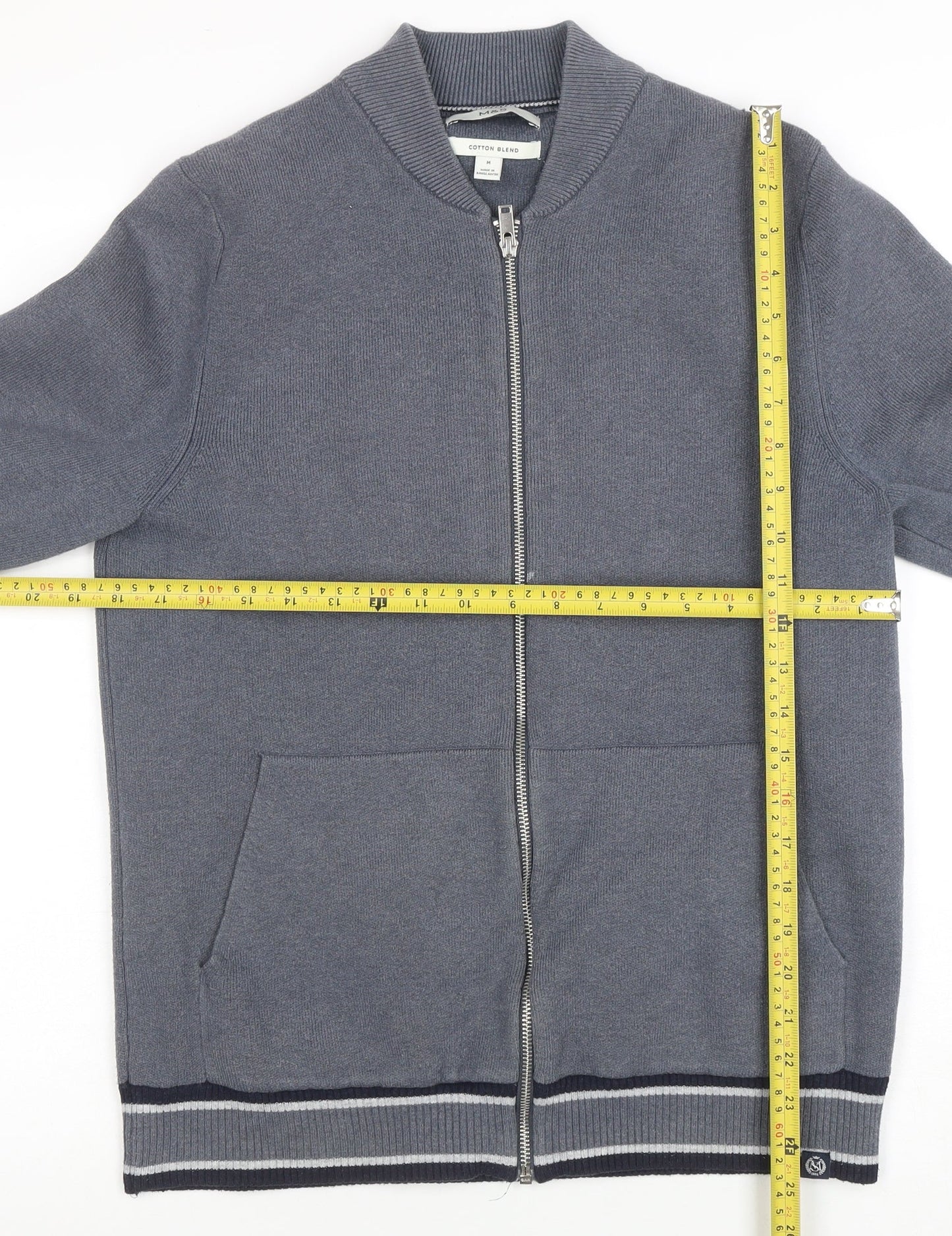 Mens UK Size M Marks and Spencer Grey Full Zip Sweatshirt