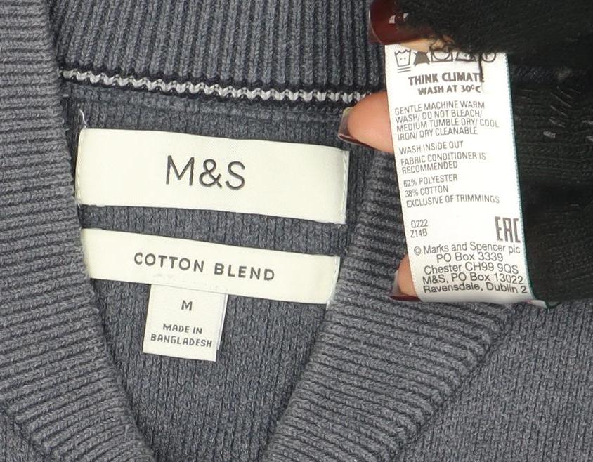 Mens UK Size M Marks and Spencer Grey Full Zip Sweatshirt