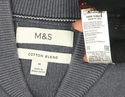 Mens UK Size M Marks and Spencer Grey Full Zip Sweatshirt