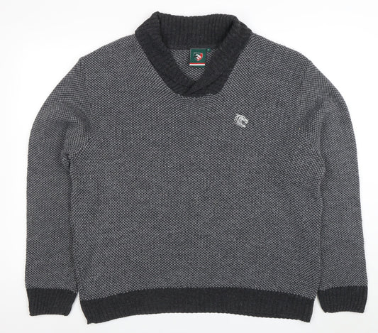 Mens UK Size XL Leicester Tigers Grey Pullover Jumper