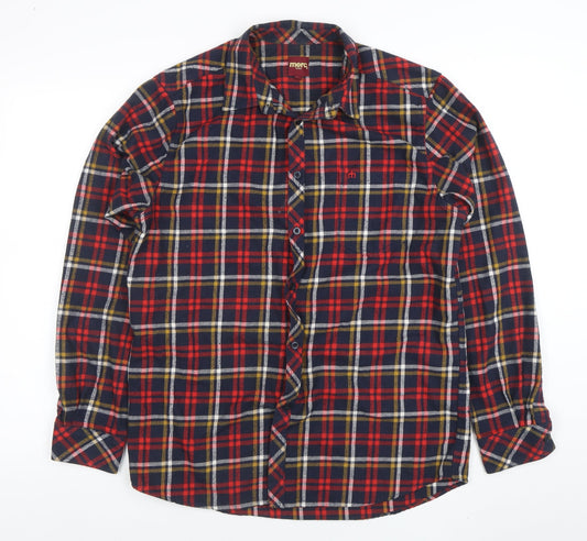 Merc London Men's Multicoloured Check Flannel Shirt Size L Button-Up