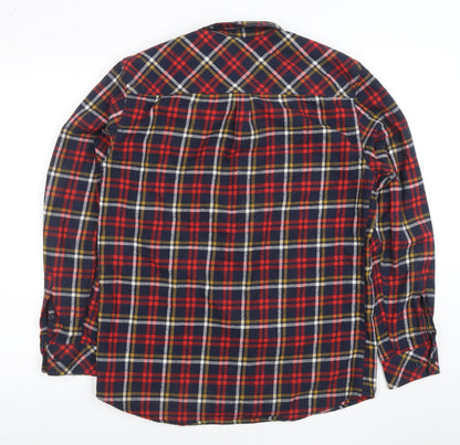 Merc London Men's Multicoloured Check Flannel Shirt Size L Button-Up