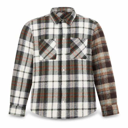 Front view of boohooMAN Men's Multicoloured Checked Flannel Button-Up Shirt M