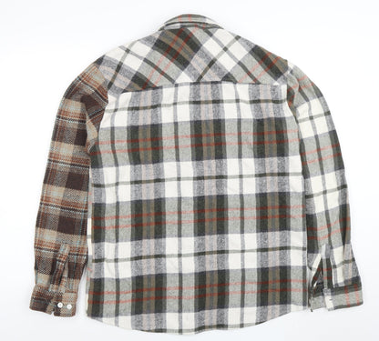 boohooMAN Men's Multicoloured Checked Flannel Button-Up Shirt M