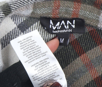 boohooMAN Men's Multicoloured Checked Flannel Button-Up Shirt M