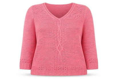 Olsen Womens Pink V-Neck Long Sleeve Knit Jumper Size 20