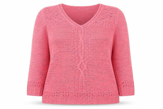 Olsen Womens Pink V-Neck Long Sleeve Knit Jumper Size 20