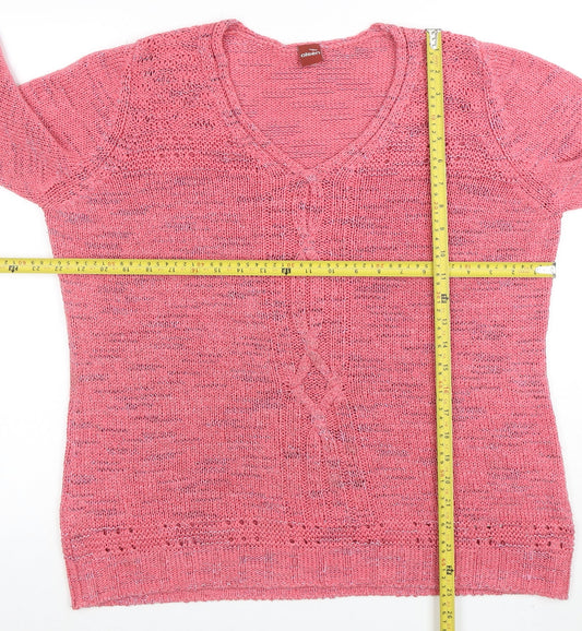 Olsen Womens Pink V-Neck Long Sleeve Knit Jumper Size 20