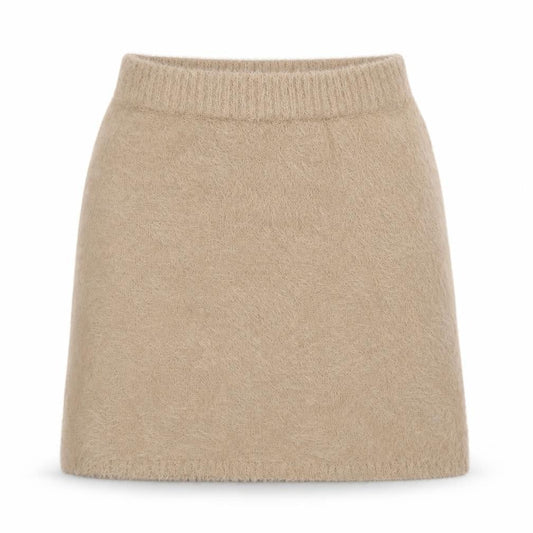 Hollister Women Beige Ultra High-Rise Mini Skirt XS A-Line Fluffy Knit