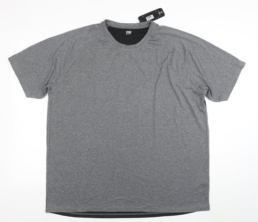 Dunnes Stores Men's Grey & Black XX Large Regular Fit Short Sleeve Active T-Shirt