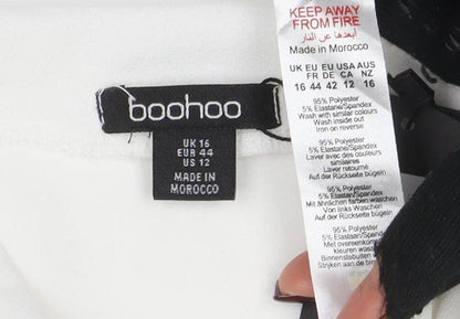 Womens UK Size 16 Boohoo White Basic Tank