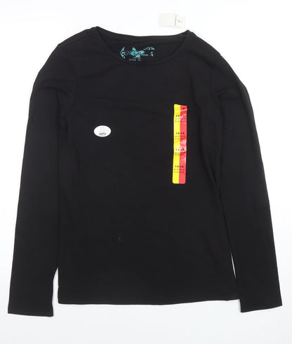 Womens UK Size 14-16 Anyplace Black Basic T-Shirt