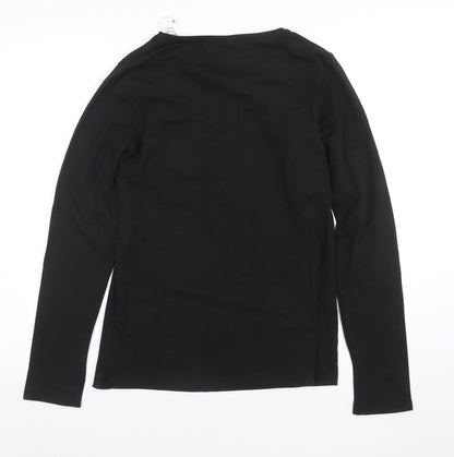 Womens UK Size 14-16 Anyplace Black Basic T-Shirt