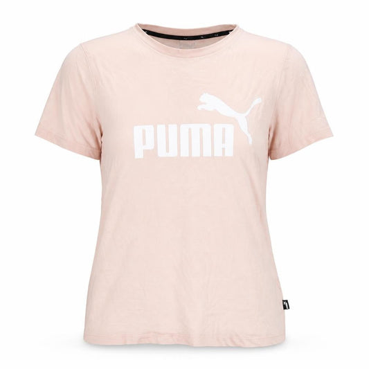 Front view of Puma Women's Pink Short Sleeve Classic Cotton Crew Neck T-Shirt XS