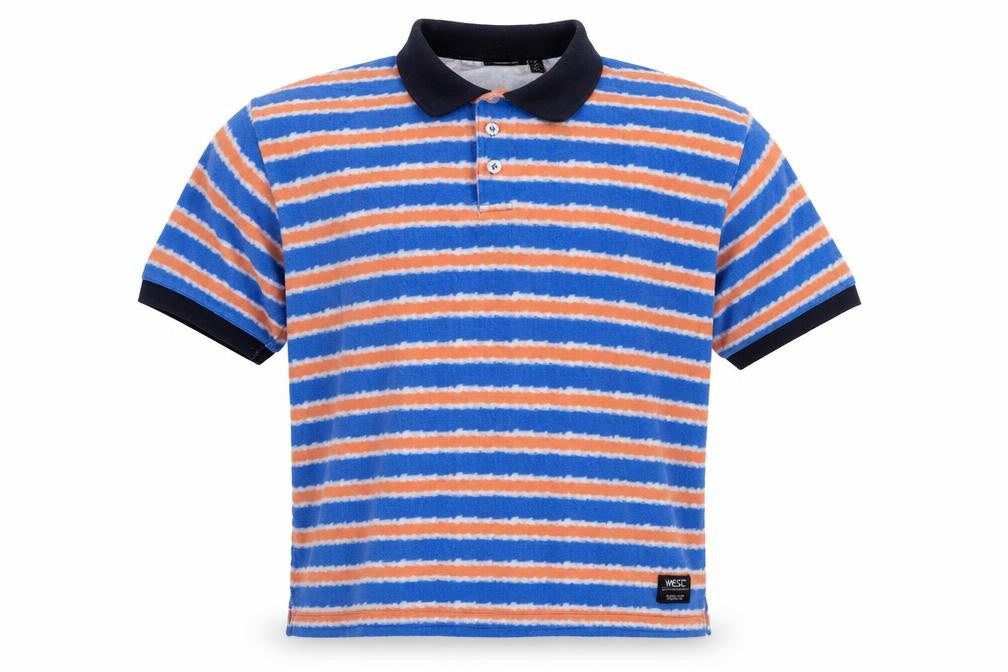 WESC Men's Multicoloured Striped Cotton Polo Shirt XL