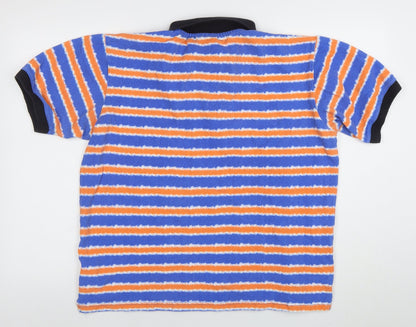 WESC Men's Multicoloured Striped Cotton Polo Shirt XL