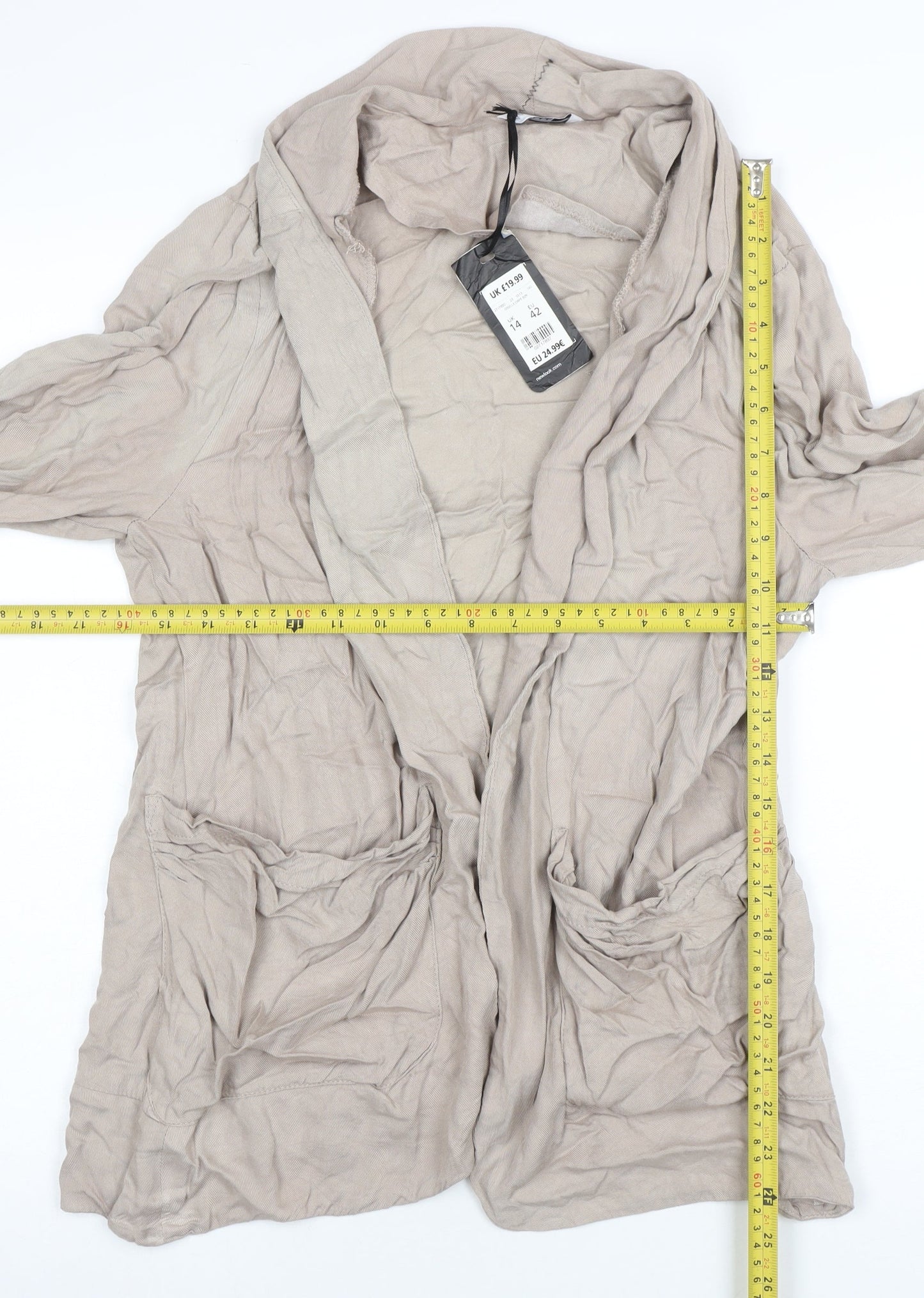 New Look Women’s Beige Long Sleeve Viscose Relaxed Blazer UK 14