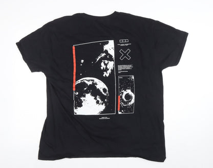 BoohooMAN Men's Black Space Graphic Print T-Shirt Size L