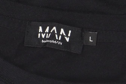 BoohooMAN Men's Black Space Graphic Print T-Shirt Size L