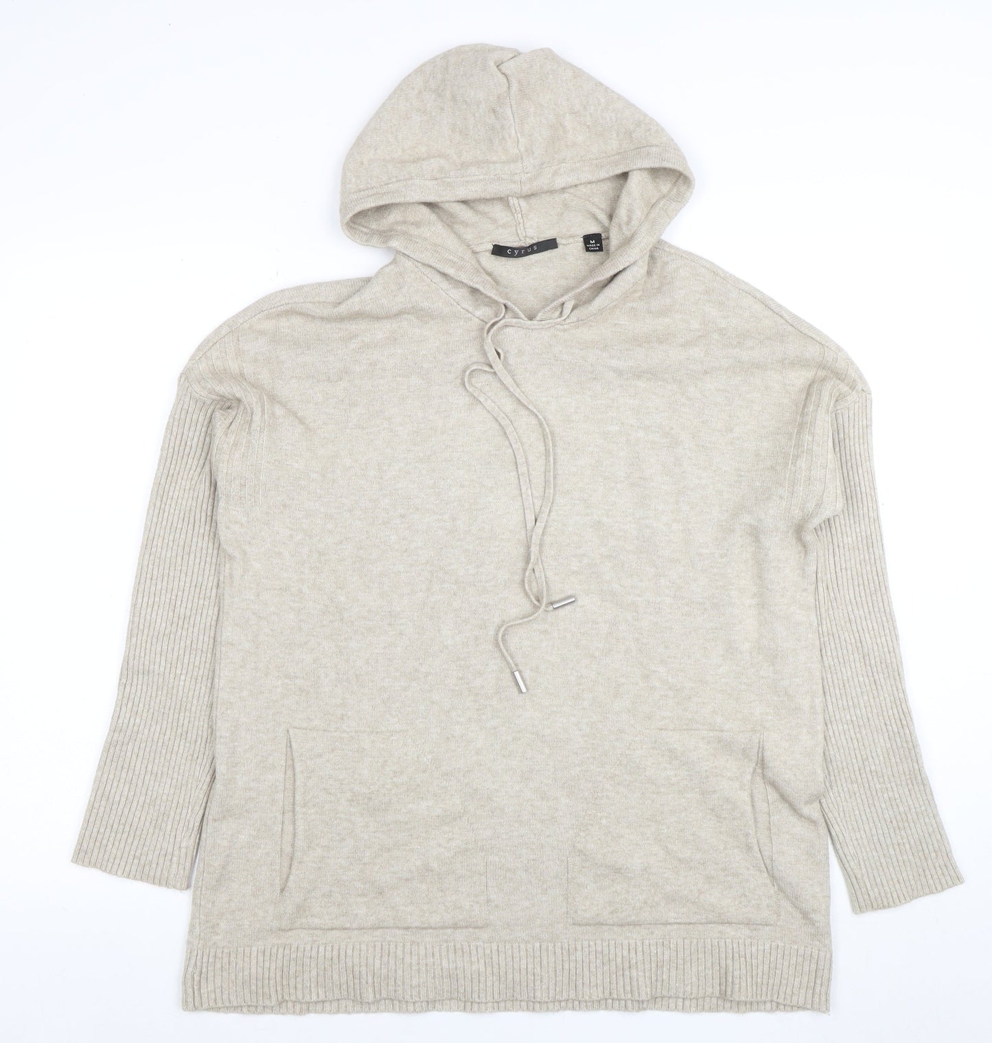 Womens UK Size M Cyrus Beige Pullover Hoodie