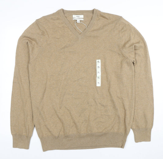 Mens UK Size XL Marks and Spencer Beige Pullover Jumper